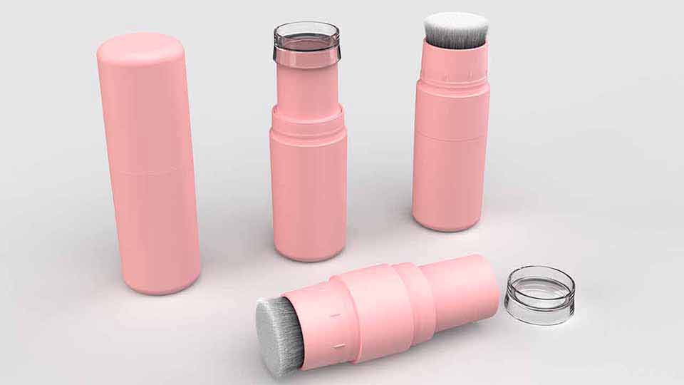 Pudros lazdelės vamzdelis su šepetėlio galvute